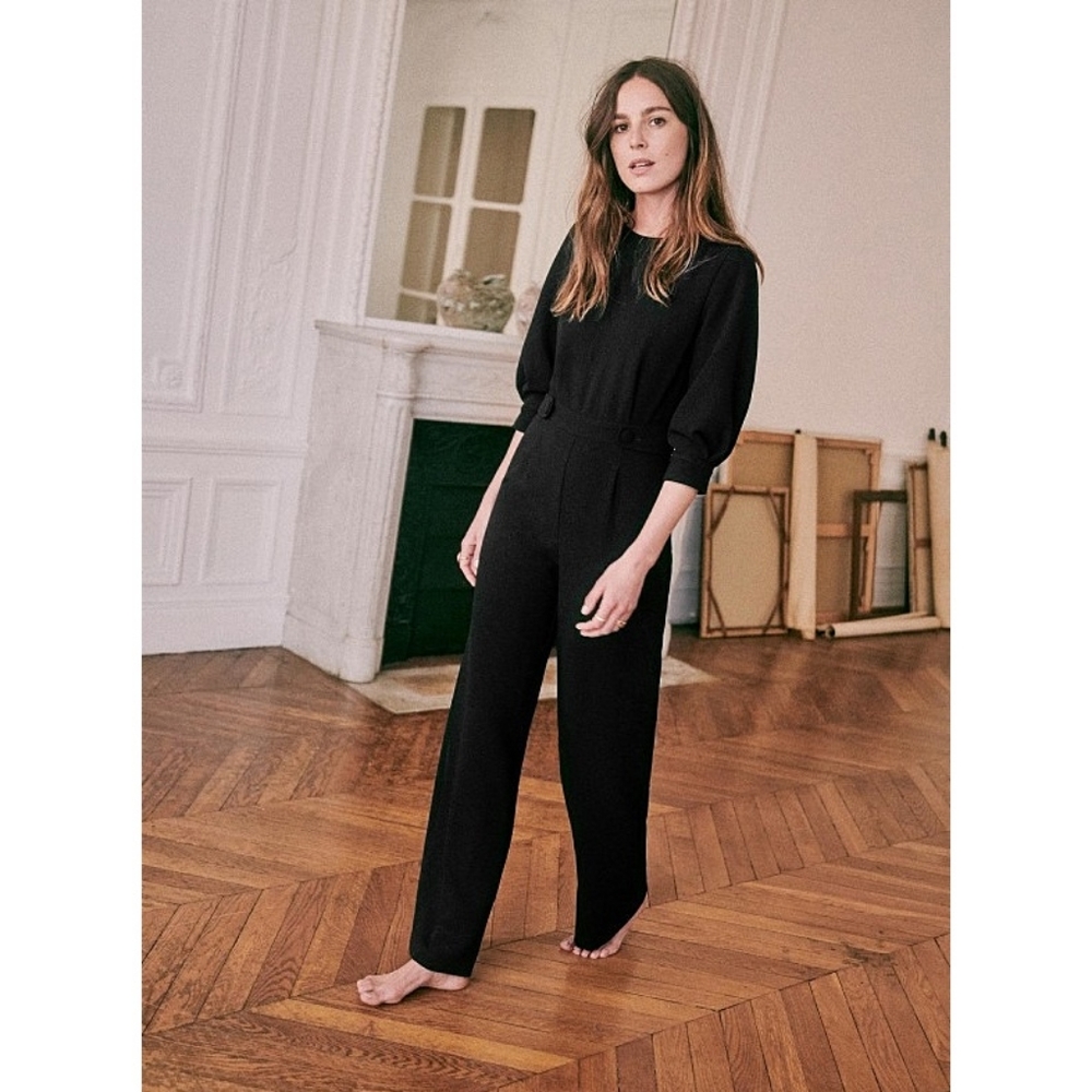 NWOT Sezane Valou Button Straigt Leg Blouson Sleeve Jumpsuit